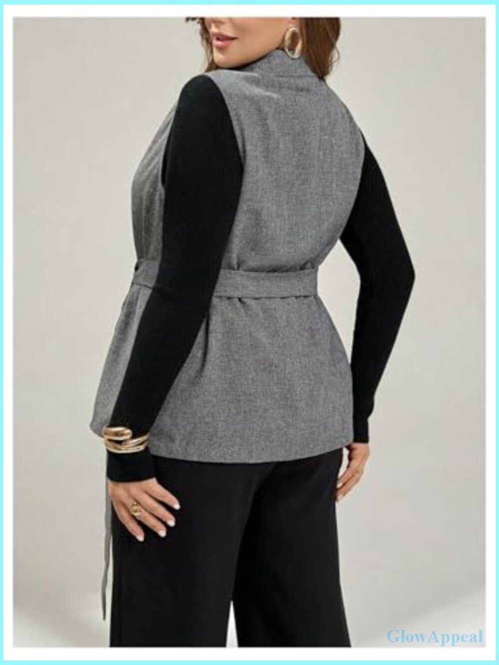 Plus Size Sleeveless Blazer Vest Business Casual Work Jacket - Picture 2 of 5